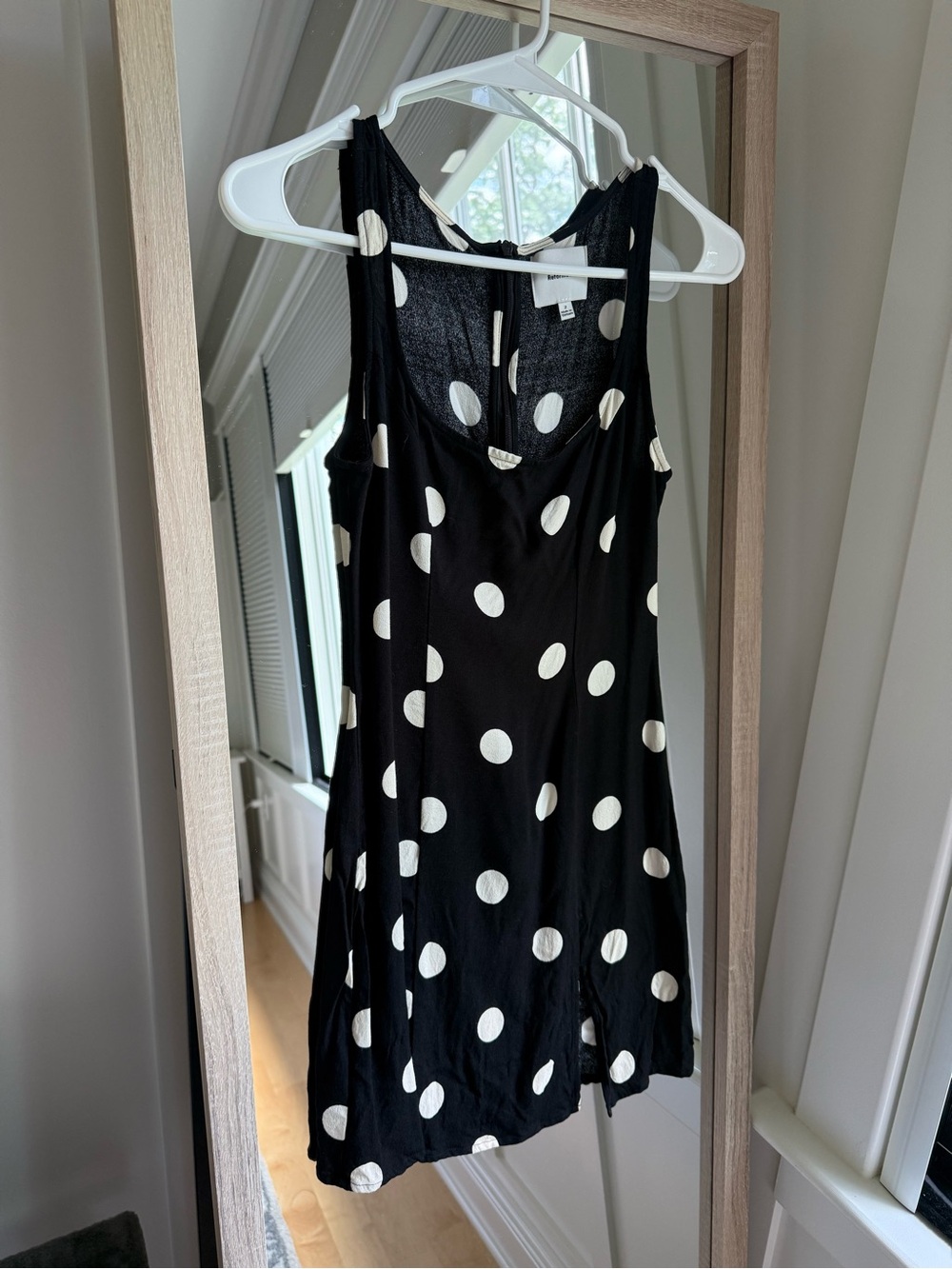 Reformation Black Mini Dress with White Polka Dots - Picture 2 of 2